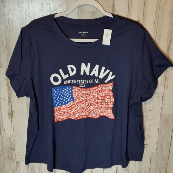 Women’s Old Navy Blue United States Of All American Flag Short Sleeve 2022 XXL - Picture 2 of 4